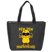 Pew Pew Duck Funny Madafakas Zip Tote Bag