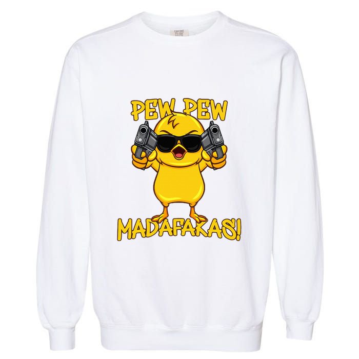 Pew Pew Duck Funny Madafakas Garment-Dyed Sweatshirt