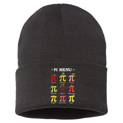 Piu Pi Day 314 Math Teacher Pi Symbol Funny Pie Pun Sustainable Knit Beanie