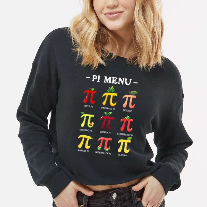 Piu Pi Day 314 Math Teacher Pi Symbol Funny Pie Pun Cropped Pullover Crew