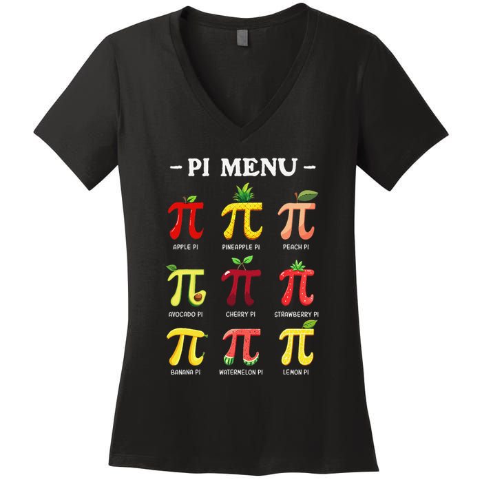 Piu Pi Day 314 Math Teacher Pi Symbol Funny Pie Pun Women's V-Neck T-Shirt