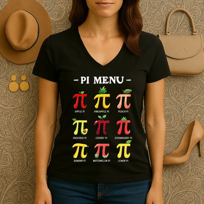 Piu Pi Day 314 Math Teacher Pi Symbol Funny Pie Pun Women's V-Neck T-Shirt