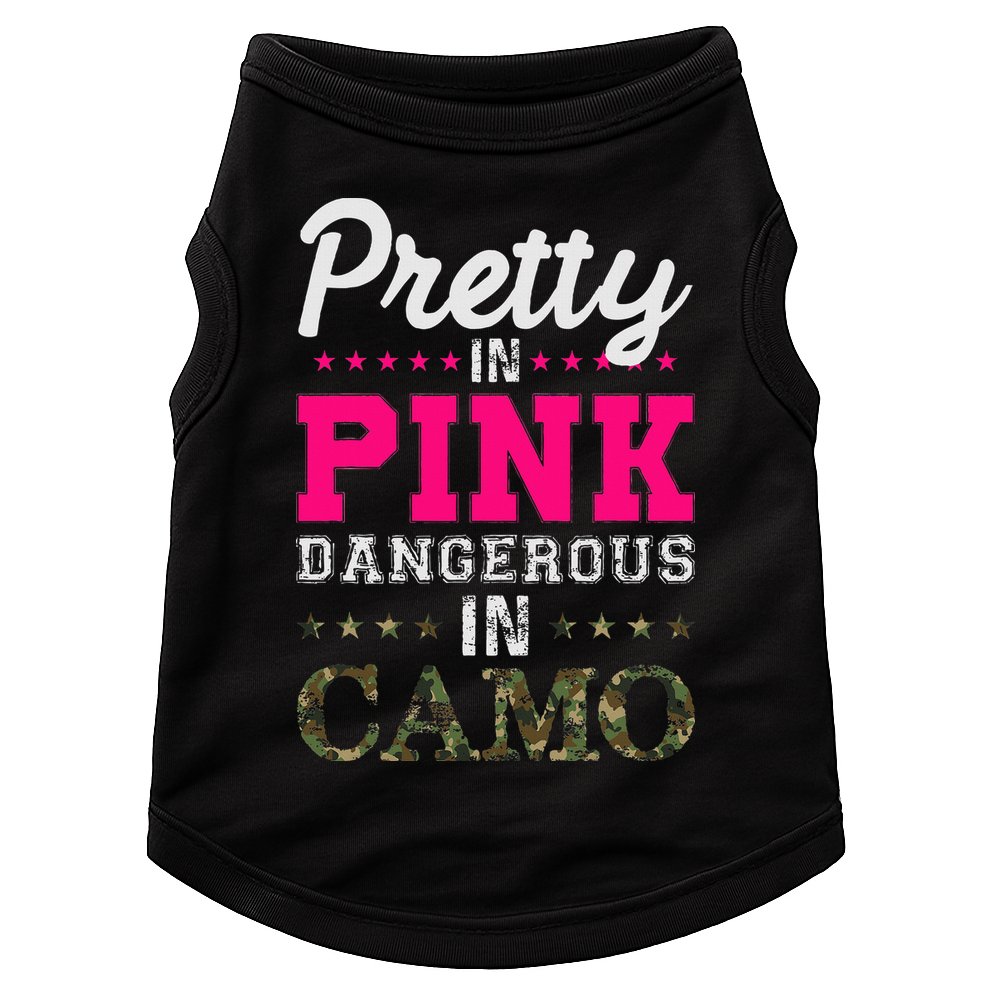 Pretty Pink Dangerous In Camo Hunter Doggie Tank