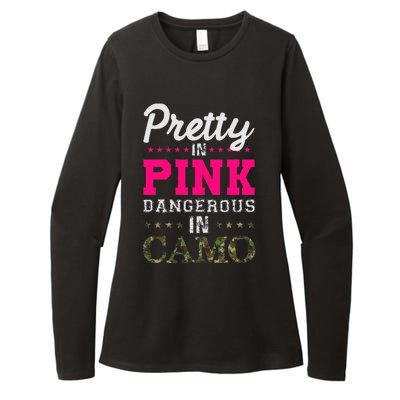 Pretty Pink Dangerous In Camo Hunter Womens CVC Long Sleeve Shirt