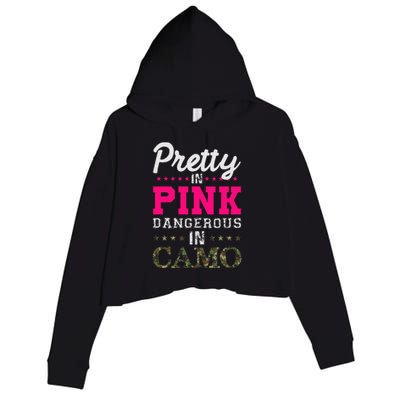 Pretty Pink Dangerous In Camo Hunter Crop Fleece Hoodie