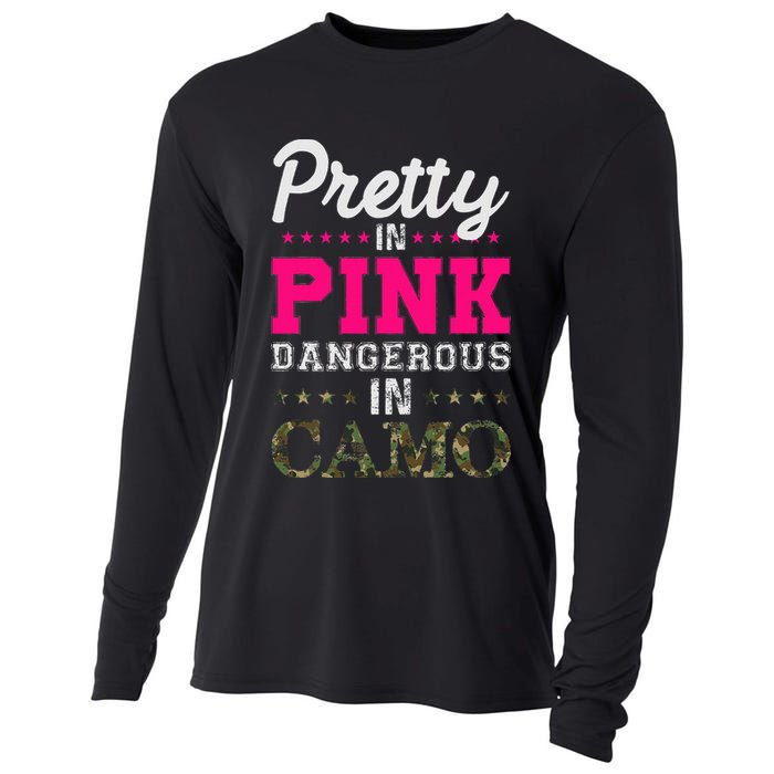 Pretty Pink Dangerous In Camo Hunter Cooling Performance Long Sleeve Crew
