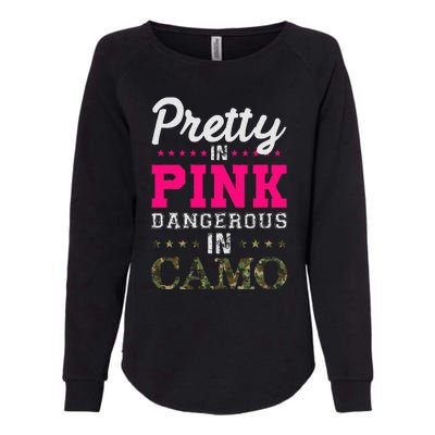 Pretty Pink Dangerous In Camo Hunter Womens California Wash Sweatshirt