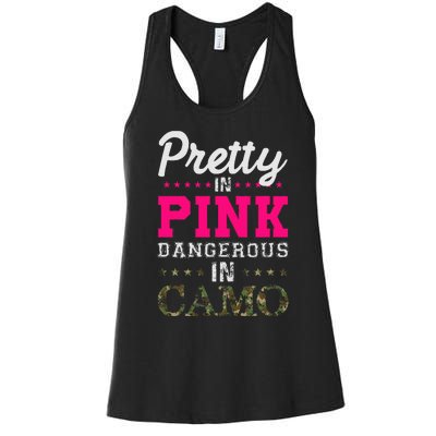 Pretty Pink Dangerous In Camo Hunter Women's Racerback Tank