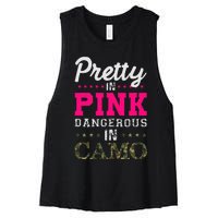 Pretty Pink Dangerous In Camo Hunter Women's Racerback Cropped Tank