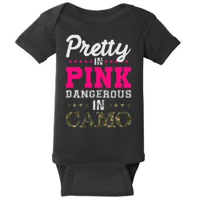 Pretty Pink Dangerous In Camo Hunter Baby Bodysuit