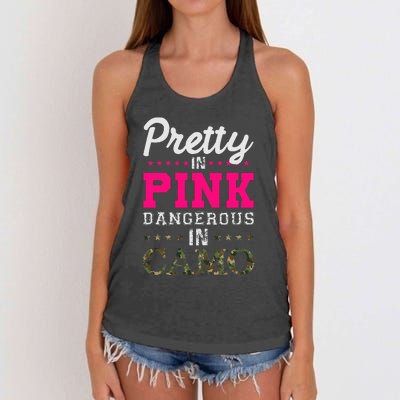 Pretty Pink Dangerous In Camo Hunter Women's Knotted Racerback Tank