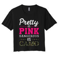 Pretty Pink Dangerous In Camo Hunter Women's Crop Top Tee