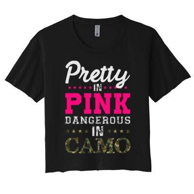 Pretty Pink Dangerous In Camo Hunter Women's Crop Top Tee