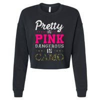 Pretty Pink Dangerous In Camo Hunter Cropped Pullover Crew