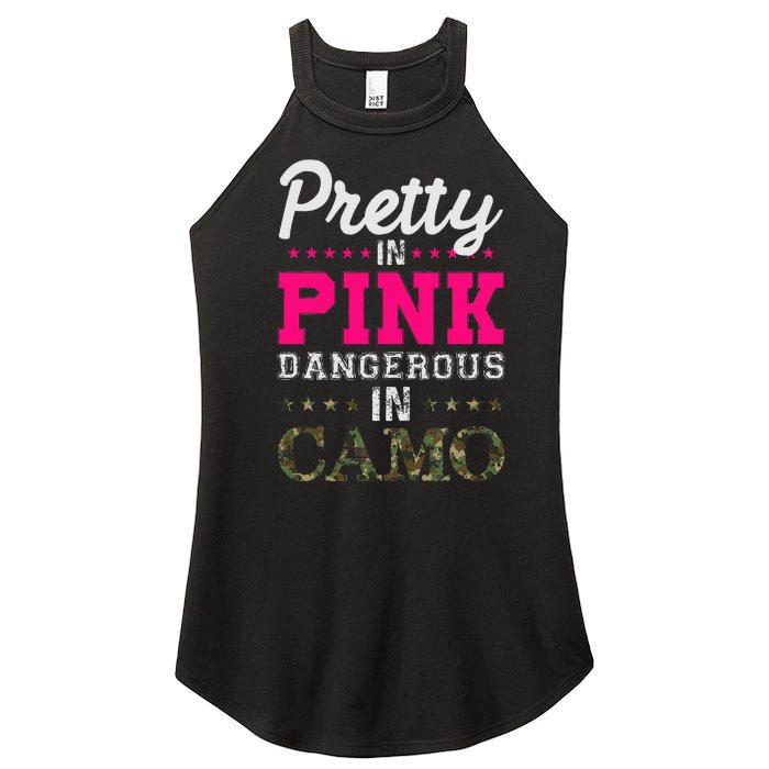 Pretty Pink Dangerous In Camo Hunter Women's Perfect Tri Rocker Tank