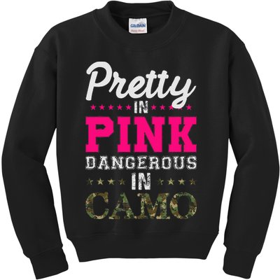 Pretty Pink Dangerous In Camo Hunter Kids Sweatshirt