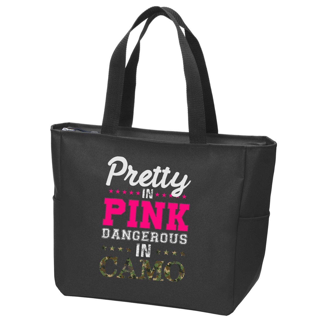 Pretty Pink Dangerous In Camo Hunter Zip Tote Bag