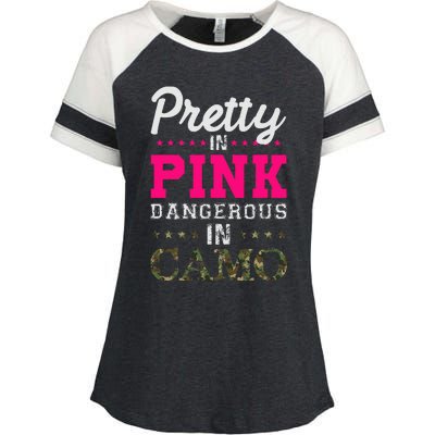 Pretty Pink Dangerous In Camo Hunter Enza Ladies Jersey Colorblock Tee