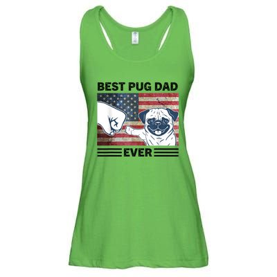 Proud Pug Dad 4th Of July With Man's Best Friend Ladies Essential Flowy Tank