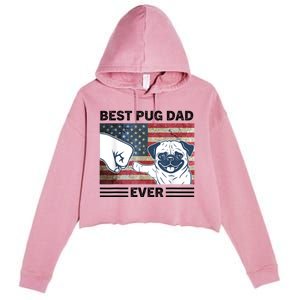 Proud Pug Dad 4th Of July With Man's Best Friend Crop Fleece Hoodie