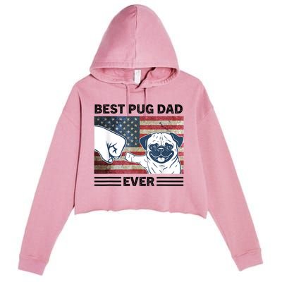 Proud Pug Dad 4th Of July With Man's Best Friend Crop Fleece Hoodie