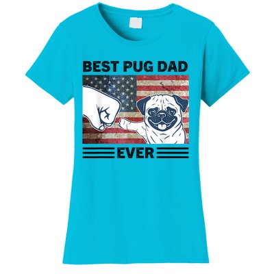 Proud Pug Dad 4th Of July With Man's Best Friend Women's T-Shirt