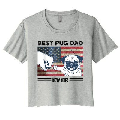 Proud Pug Dad 4th Of July With Man's Best Friend Women's Crop Top Tee