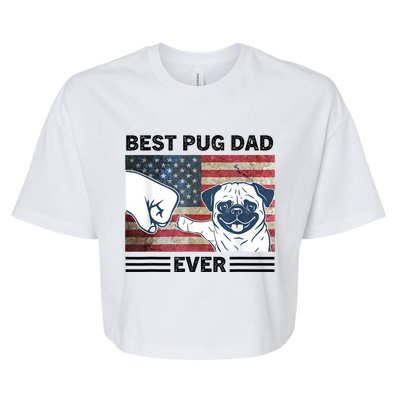 Proud Pug Dad 4th Of July With Man's Best Friend Bella+Canvas Jersey Crop Tee