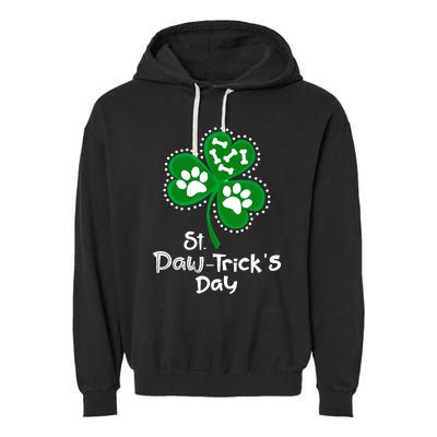 Paw Print Dog Owner Lover St Patricks Day Shamrock Garment-Dyed Fleece Hoodie