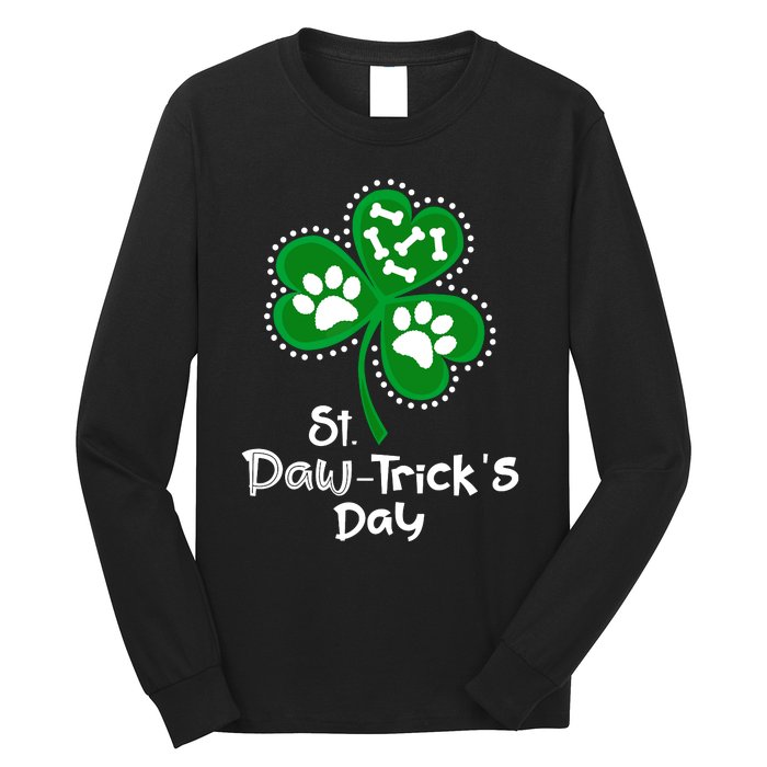 Paw Print Dog Owner Lover St Patricks Day Shamrock Long Sleeve Shirt