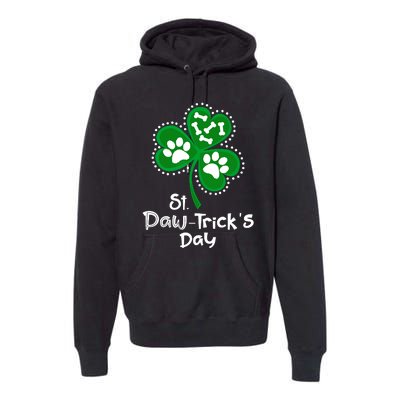 Paw Print Dog Owner Lover St Patricks Day Shamrock Premium Hoodie