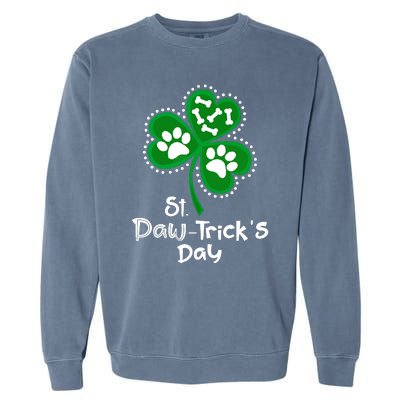 Paw Print Dog Owner Lover St Patricks Day Shamrock Garment-Dyed Sweatshirt