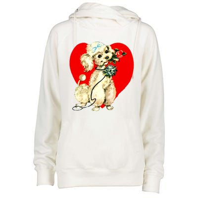 Poodle Puppy Dog Animal Heart Valentines Day Womens Funnel Neck Pullover Hood