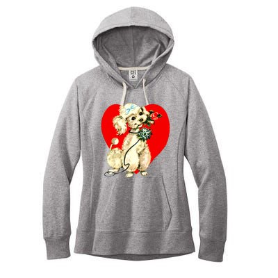 Poodle Puppy Dog Animal Heart Valentines Day Women's Fleece Hoodie