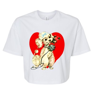 Poodle Puppy Dog Animal Heart Valentines Day Bella+Canvas Jersey Crop Tee