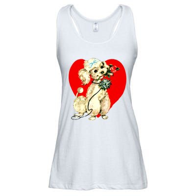 Poodle Puppy Dog Animal Heart Valentines Day Ladies Essential Flowy Tank