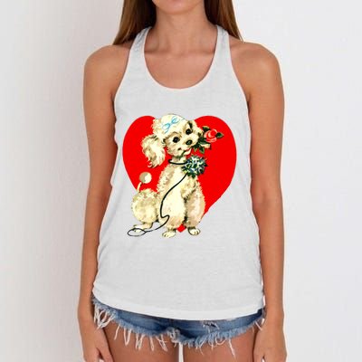 Poodle Puppy Dog Animal Heart Valentines Day Women's Knotted Racerback Tank