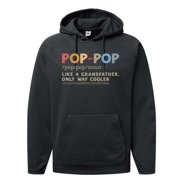 Pop Pop Definition Like A Grandfather Only Way Cooler Performance Fleece Hoodie