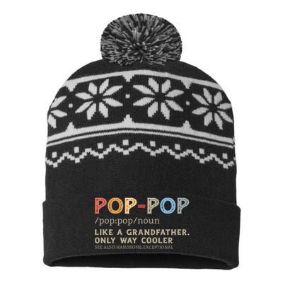 Pop Pop Definition Like A Grandfather Only Way Cooler USA-Made Snowflake Beanie