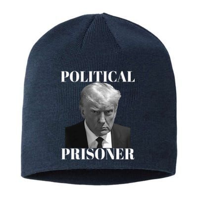 Political Prisoner Donald J Trump Black & White Mugshot Sustainable Beanie