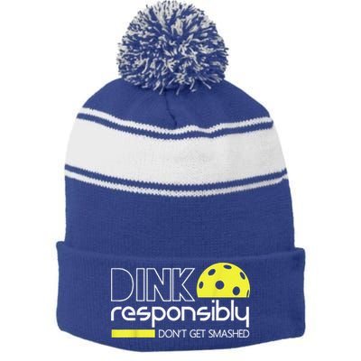 Pickleball Player Dink Responsibly Don't Get Smashed Stripe Pom Pom Beanie