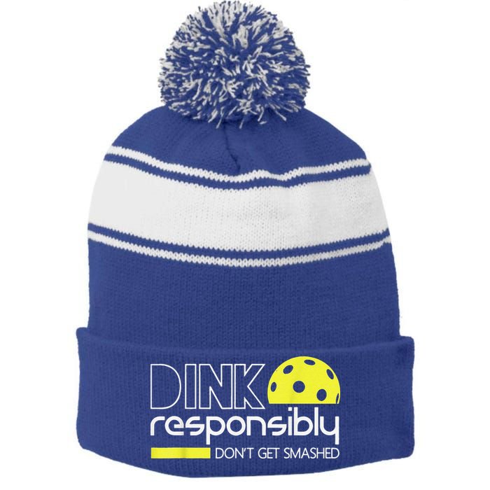 Pickleball Player Dink Responsibly Don't Get Smashed Stripe Pom Pom Beanie