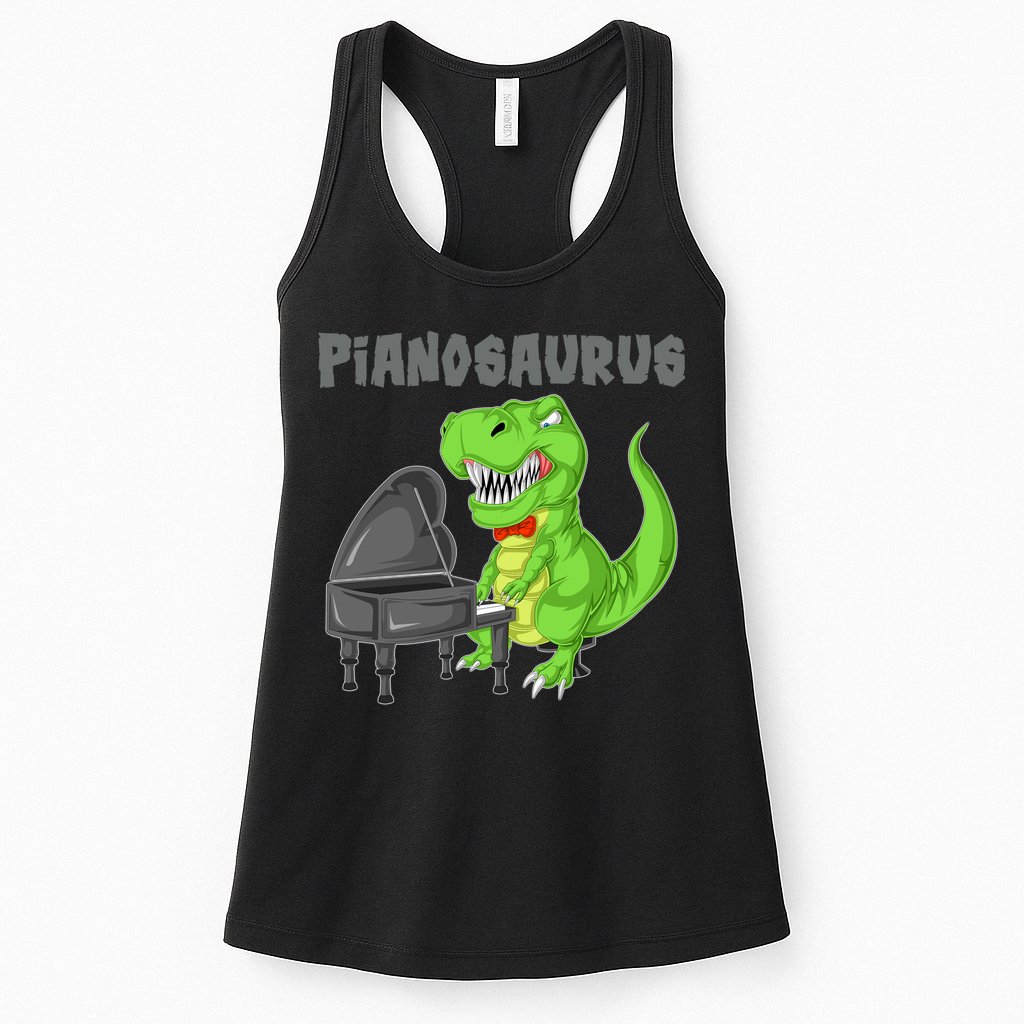 Pianosaurus Piano Dinosaur Womens Tank Top