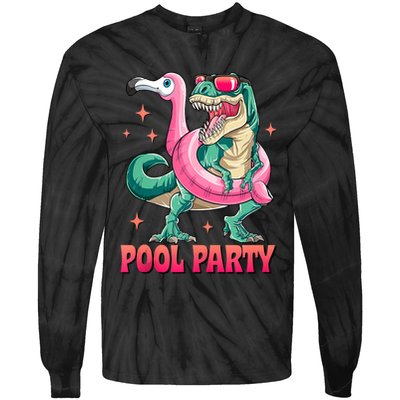 Pool Party Dinosaurflamingo Float Funny T Rex Gifts Tank Top Tie-Dye Long Sleeve Shirt