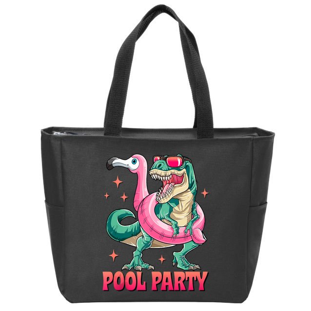 Pool Party Dinosaurflamingo Float Funny T Rex Gifts Tank Top Zip Tote Bag