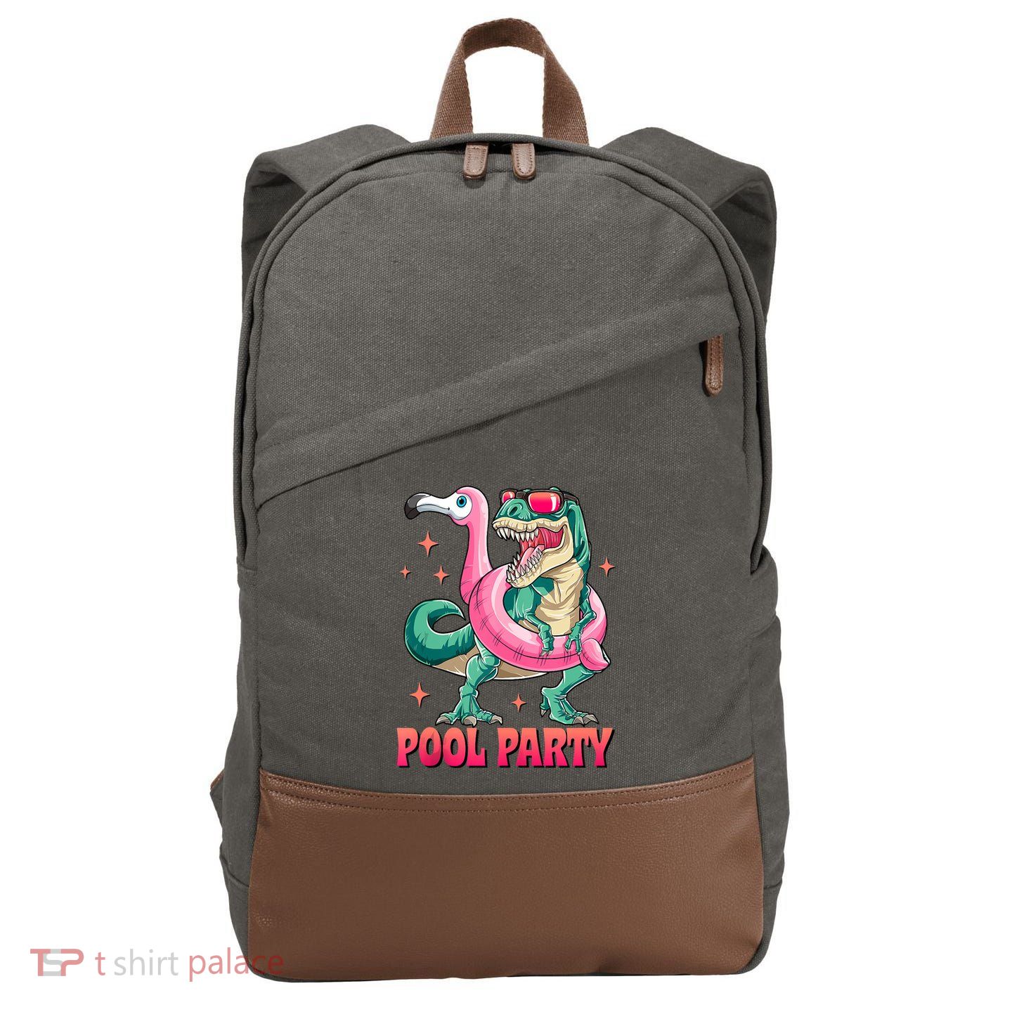 Pool Party Dinosaurflamingo Float Funny T Rex Gifts Tank Top Cotton Canvas Backpack