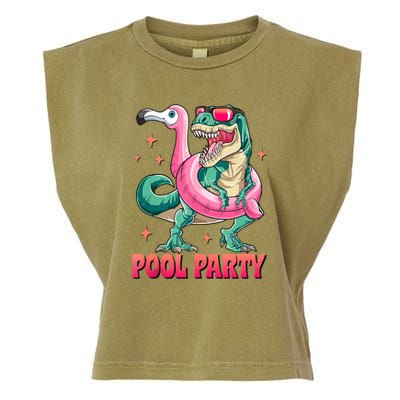Pool Party Dinosaurflamingo Float Funny T Rex Gifts Tank Top Garment-Dyed Women's Muscle Tee