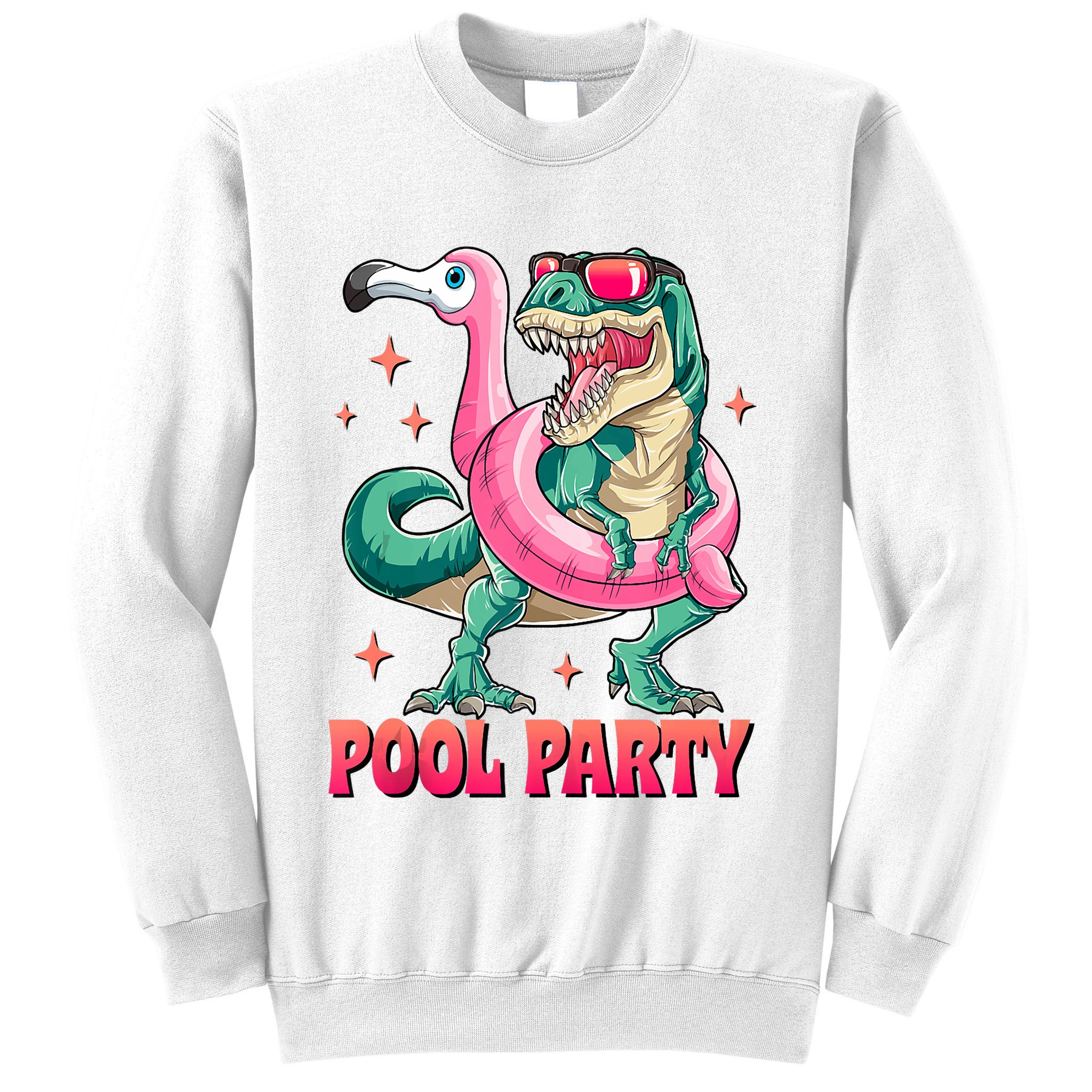 Pool Party Dinosaurflamingo Float Funny T Rex Gifts Tank Top Sweatshirt