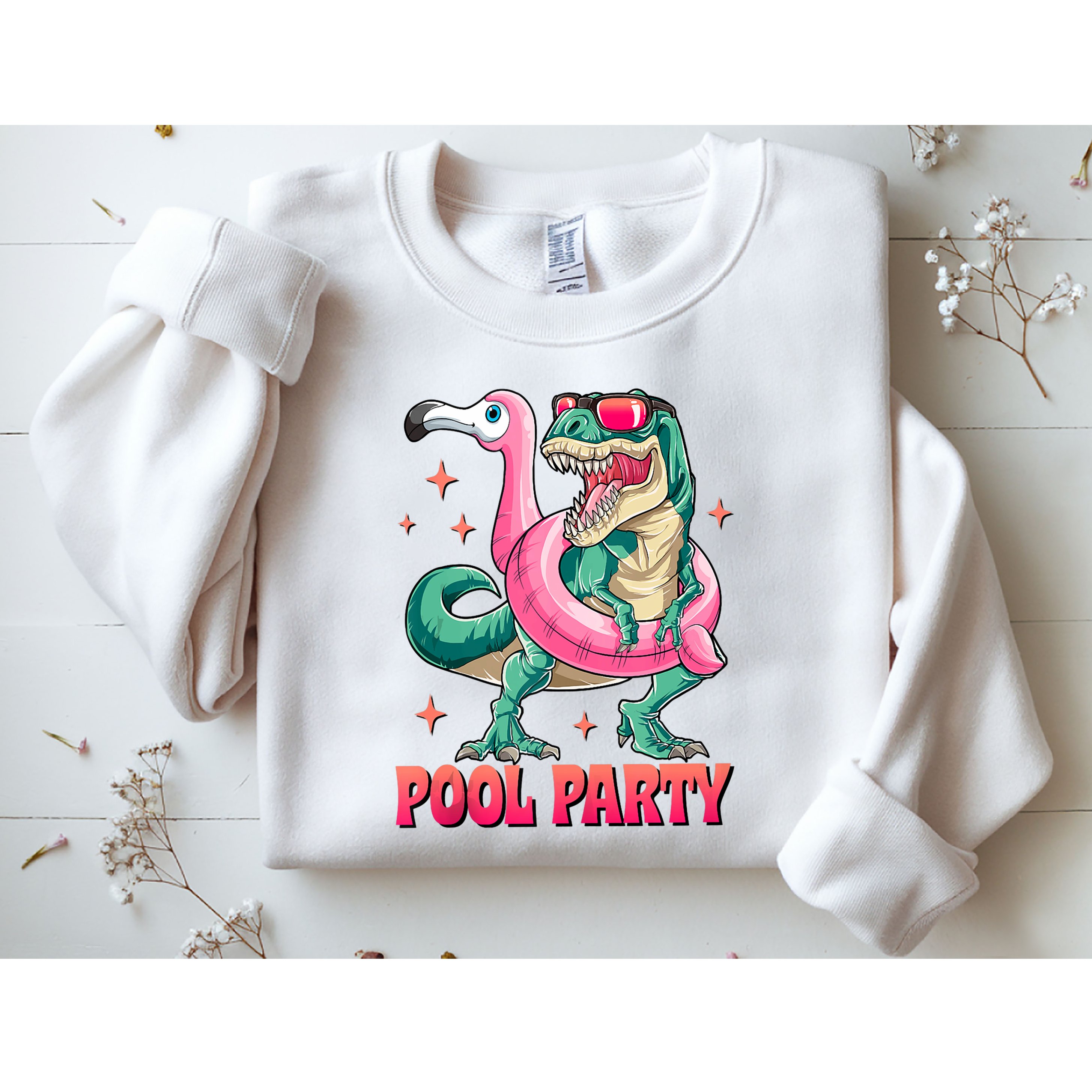 Pool Party Dinosaurflamingo Float Funny T Rex Gifts Tank Top Sweatshirt