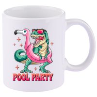 Pool Party Dinosaurflamingo Float Funny T Rex Gifts Tank Top 11oz C Handle Ceramic Mug